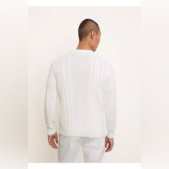 NWT Vince Cotton Cable Crew Sweater Off White Size M - Picture 3 of 10